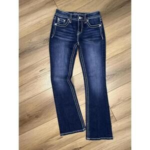 Miss Me Jeans Womens 27 Blue Dark Wash Chloe Boot Bootcut Embellished Denim